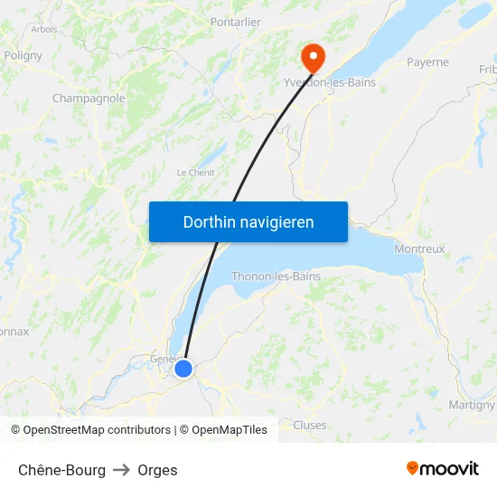 Chêne-Bourg to Orges map