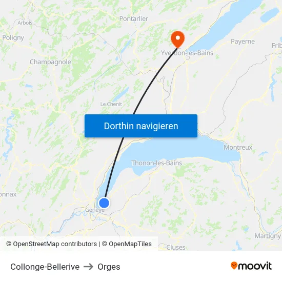Collonge-Bellerive to Orges map