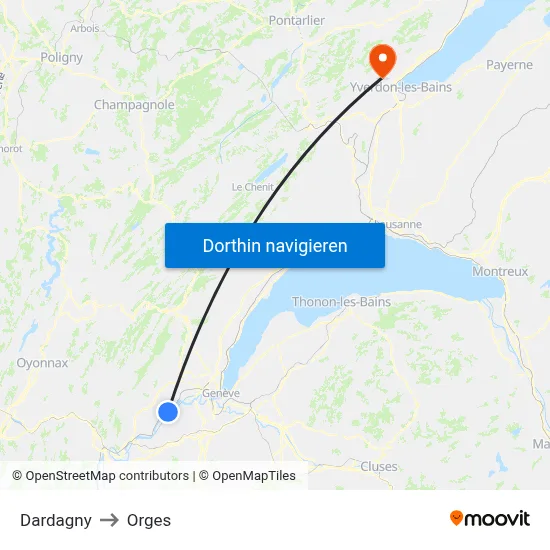 Dardagny to Orges map