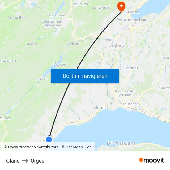 Gland to Orges map