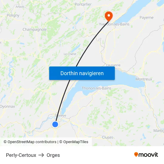 Perly-Certoux to Orges map