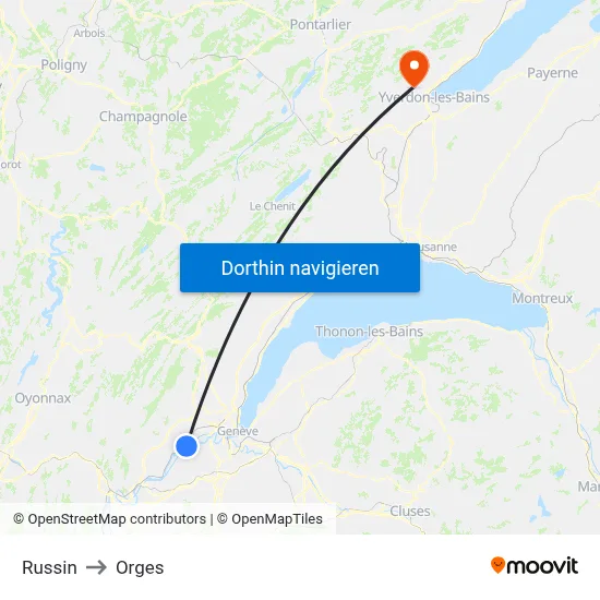 Russin to Orges map