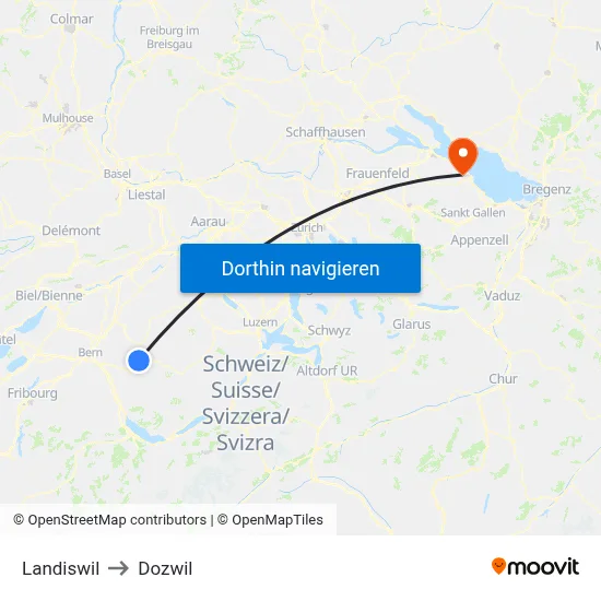 Landiswil to Dozwil map