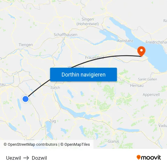 Uezwil to Dozwil map