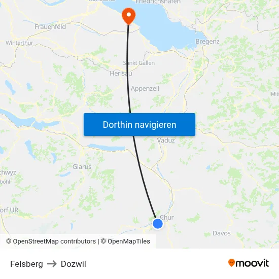 Felsberg to Dozwil map