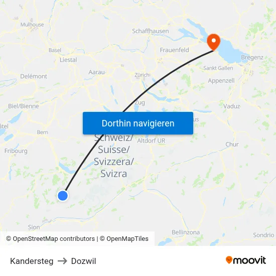 Kandersteg to Dozwil map