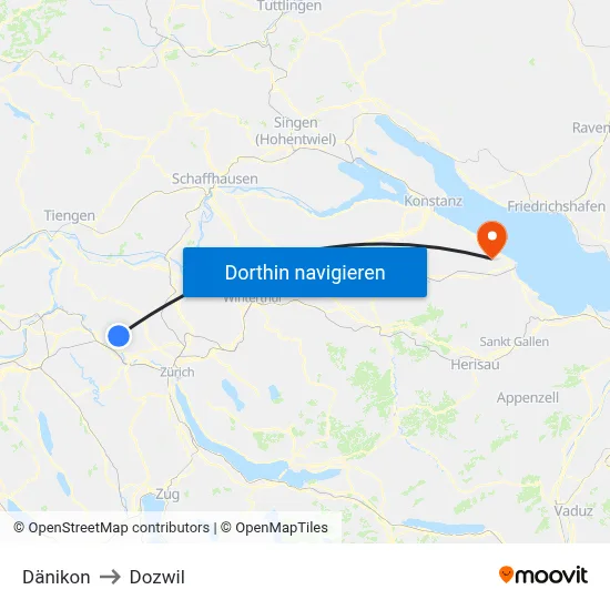 Dänikon to Dozwil map