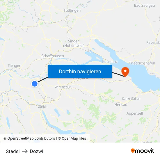 Stadel to Dozwil map