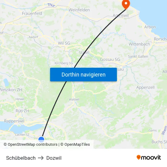 Schübelbach to Dozwil map