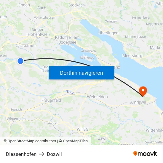 Diessenhofen to Dozwil map