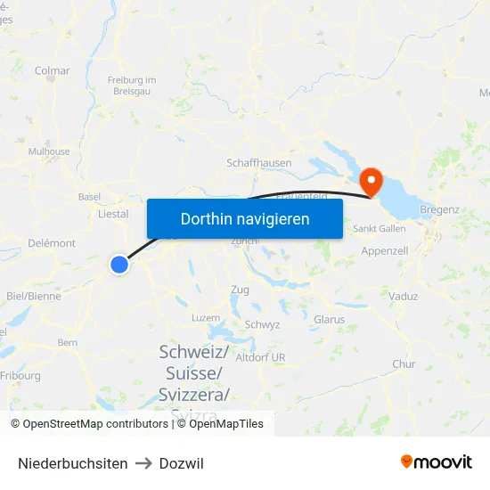 Niederbuchsiten to Dozwil map