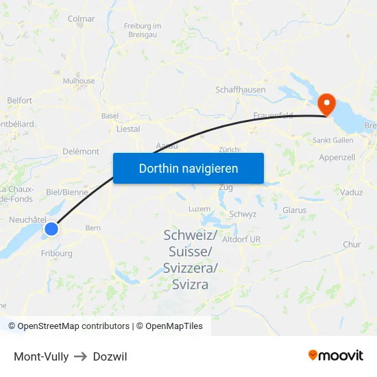 Mont-Vully to Dozwil map
