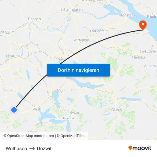 Wolhusen to Dozwil map
