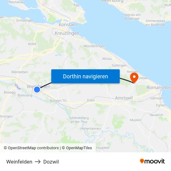 Weinfelden to Dozwil map