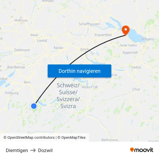 Diemtigen to Dozwil map