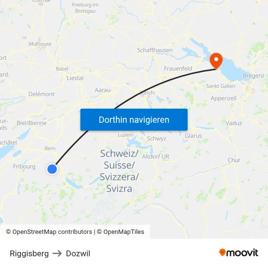 Riggisberg to Dozwil map