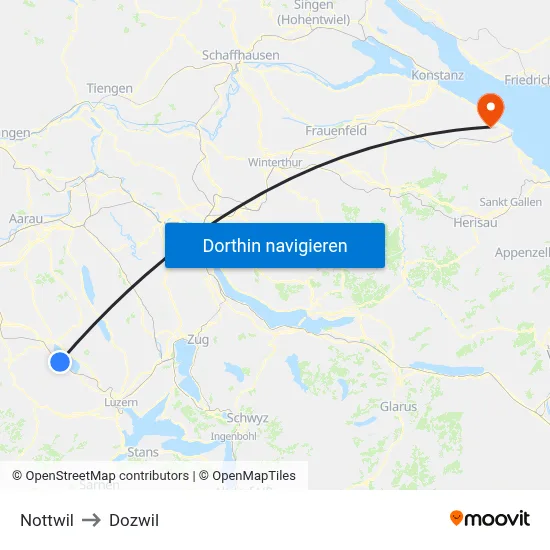 Nottwil to Dozwil map