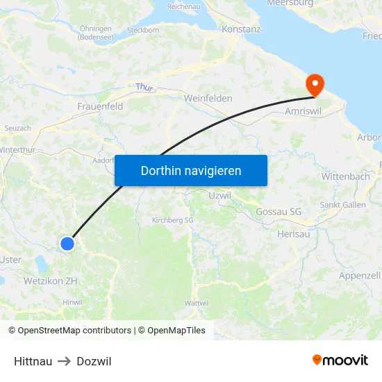Hittnau to Dozwil map