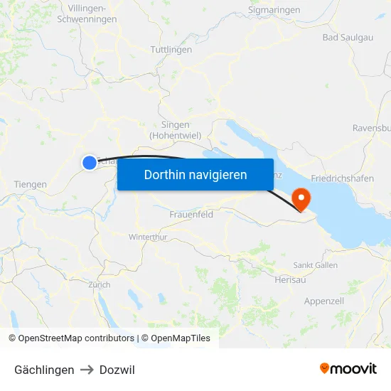 Gächlingen to Dozwil map