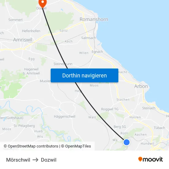 Mörschwil to Dozwil map