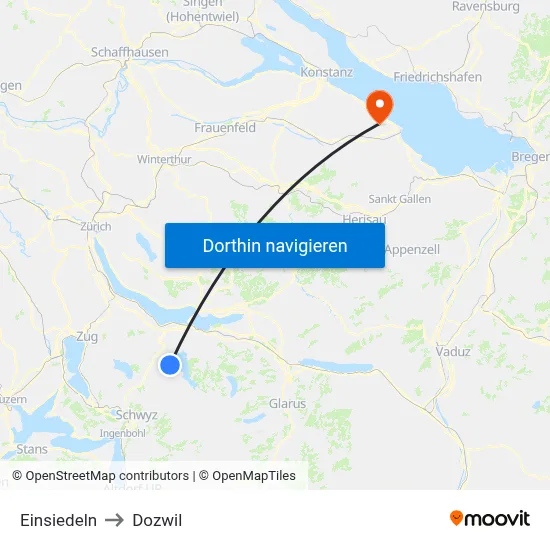 Einsiedeln to Dozwil map