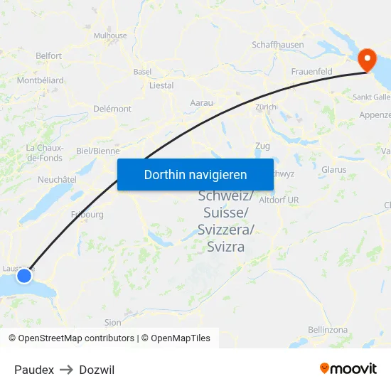 Paudex to Dozwil map