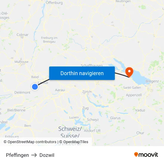Pfeffingen to Dozwil map