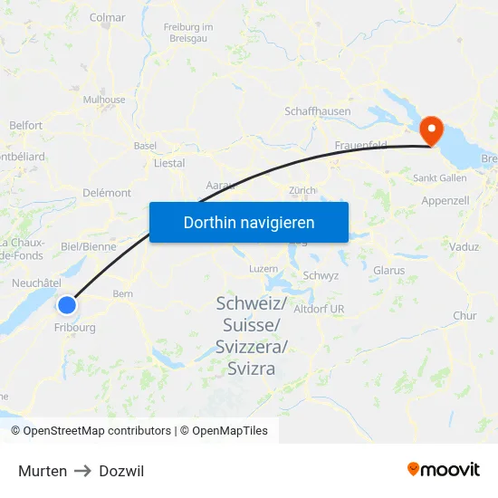 Murten to Dozwil map