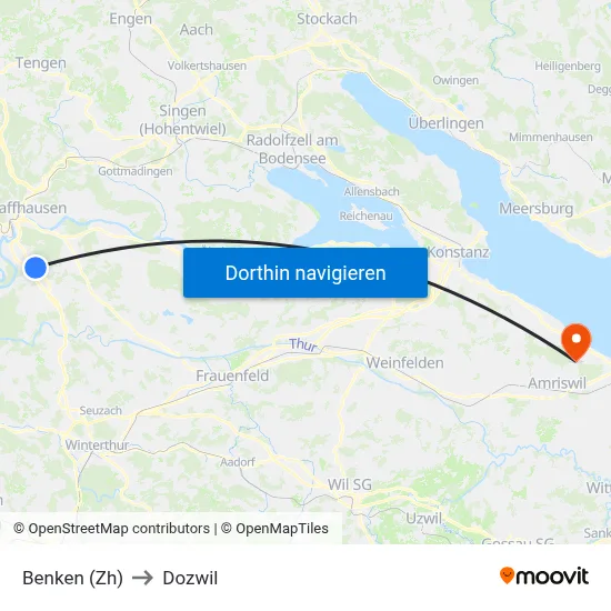 Benken (Zh) to Dozwil map