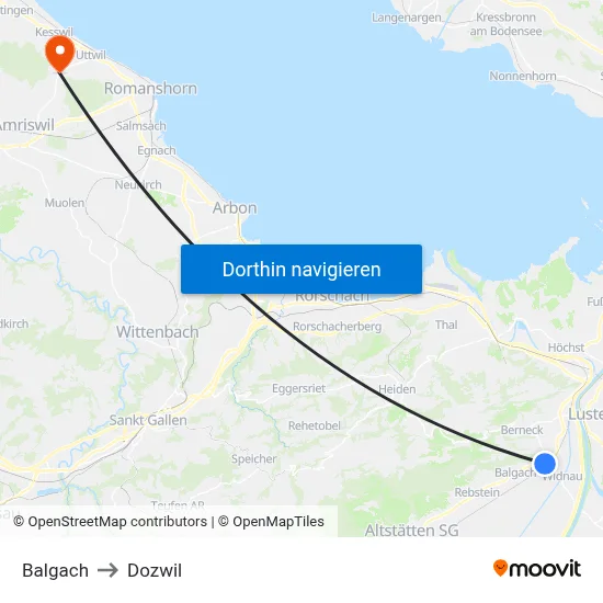 Balgach to Dozwil map