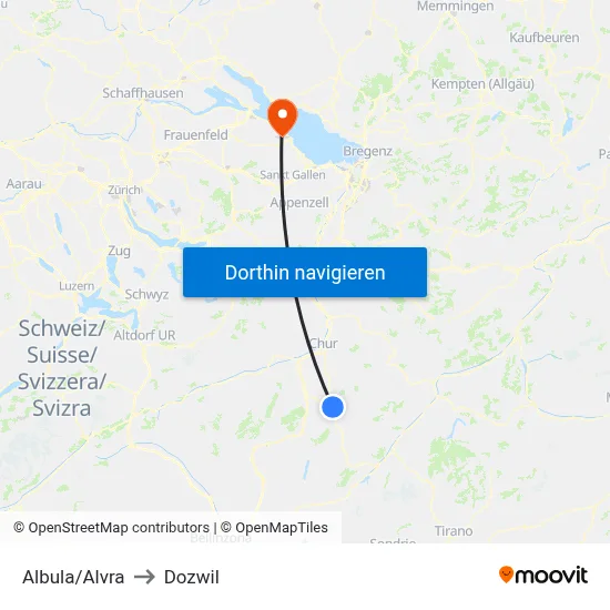 Albula/Alvra to Dozwil map