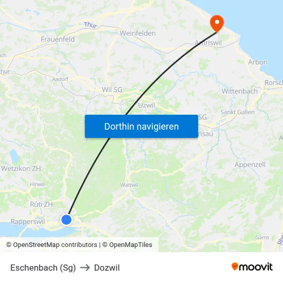 Eschenbach (Sg) to Dozwil map