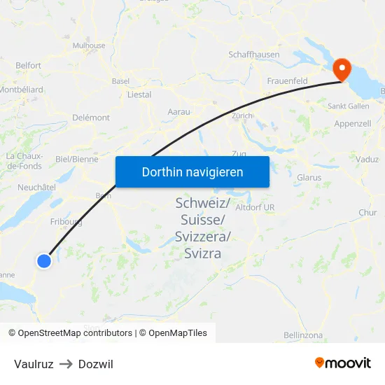 Vaulruz to Dozwil map