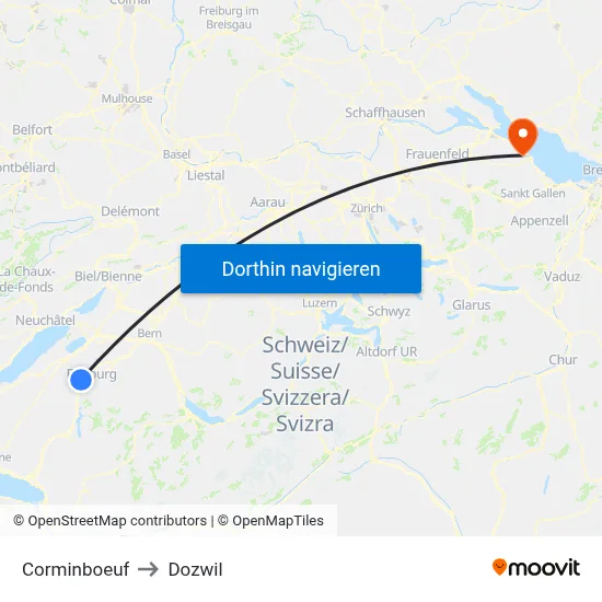 Corminboeuf to Dozwil map