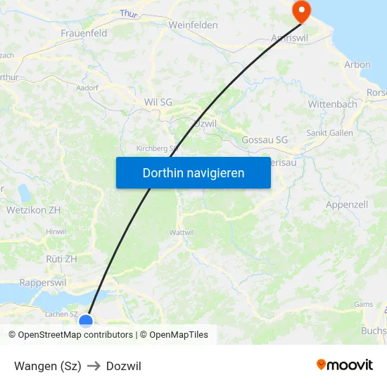 Wangen (Sz) to Dozwil map