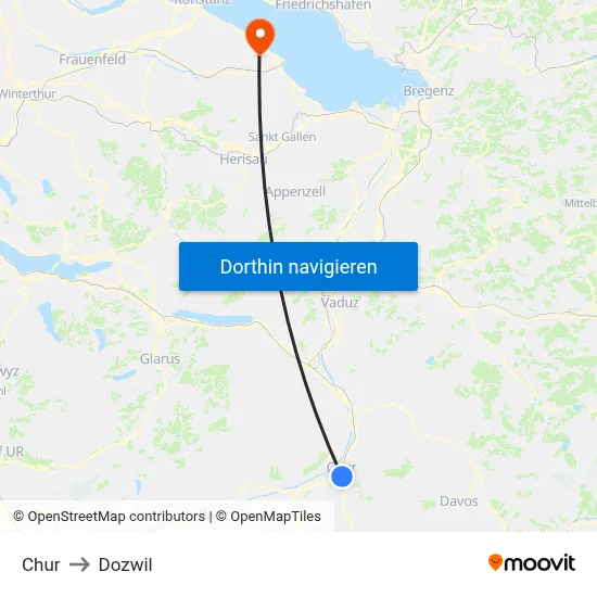 Chur to Dozwil map