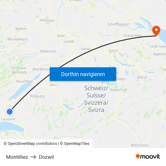 Montilliez to Dozwil map