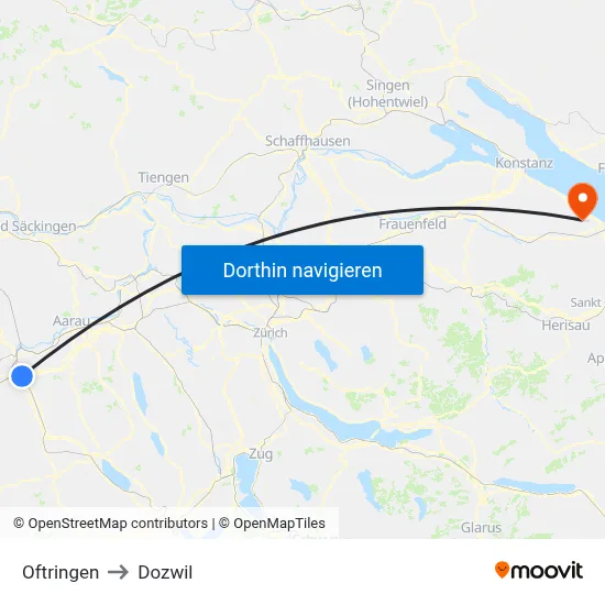 Oftringen to Dozwil map
