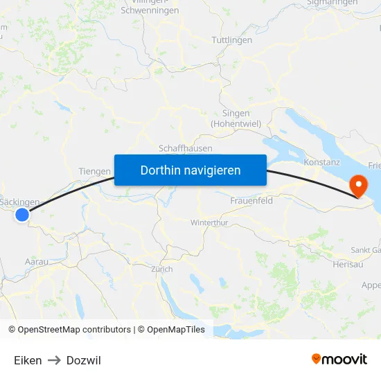 Eiken to Dozwil map