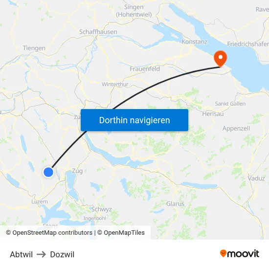 Abtwil to Dozwil map