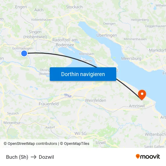 Buch (Sh) to Dozwil map