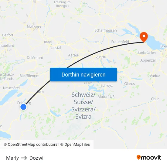 Marly to Dozwil map