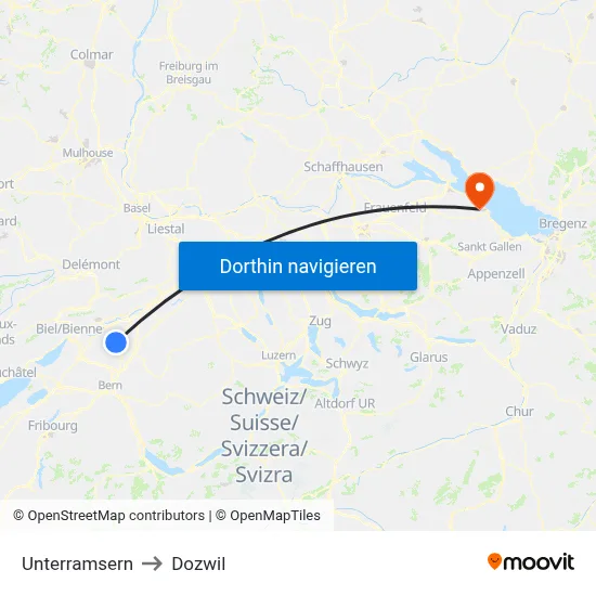 Unterramsern to Dozwil map