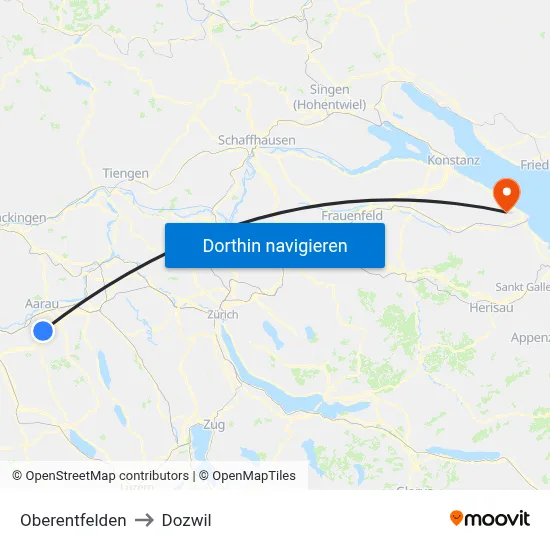 Oberentfelden to Dozwil map