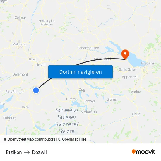 Etziken to Dozwil map