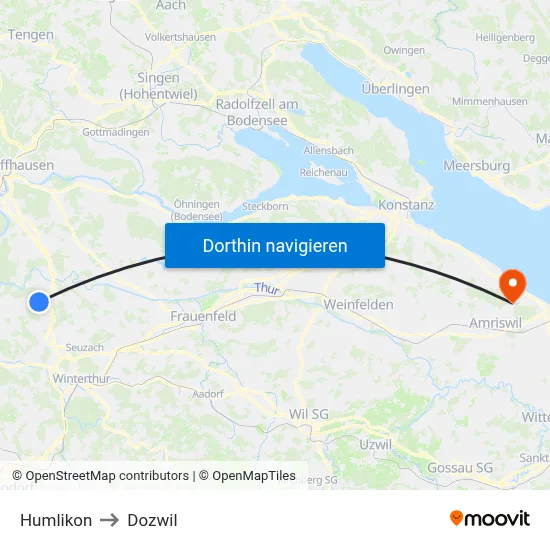 Humlikon to Dozwil map