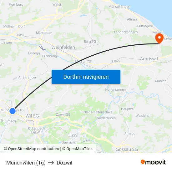 Münchwilen (Tg) to Dozwil map