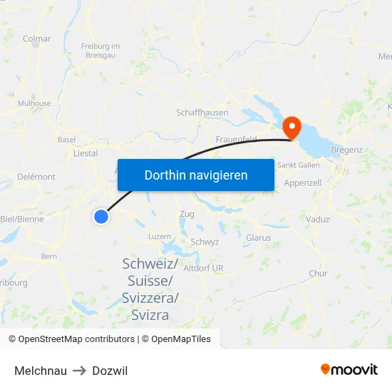 Melchnau to Dozwil map