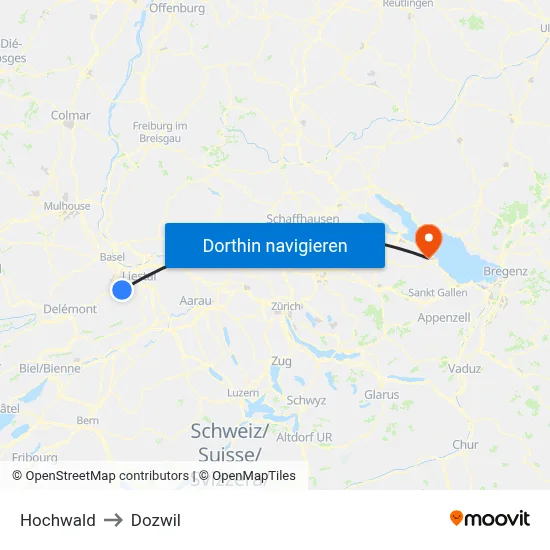 Hochwald to Dozwil map