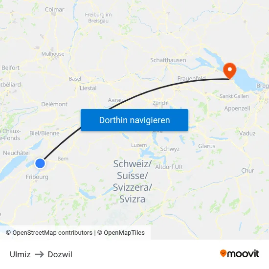 Ulmiz to Dozwil map